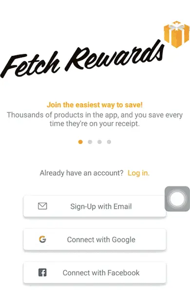 Fetch rewards sign up page